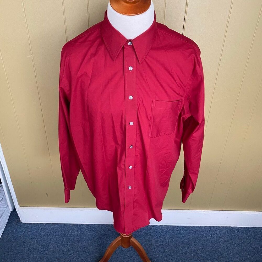 Croft & barrow men18 neck 34/35 sleeves button down collar shirt red